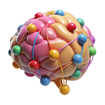 extraordinary rustic Brain with Colorful Connections Isolated detailed png