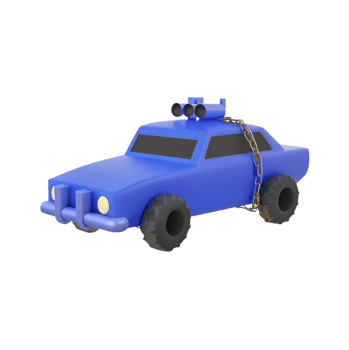 A toy car with a chain attached to it png