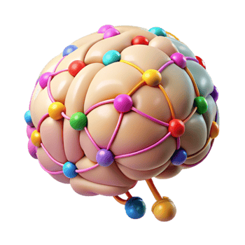 serene modern Brain with Colorful Connections Isolated genuine png
