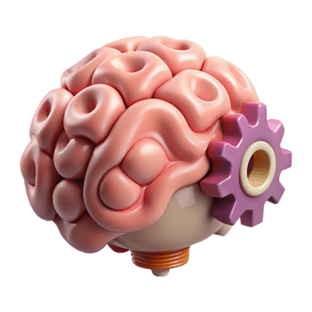 impressive artistic Brain with Gears Working Mechanism Isolated authentic png