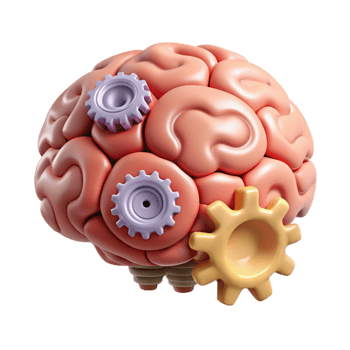 dramatic contemporary Brain with Gears Working Mechanism Isolated genuine png