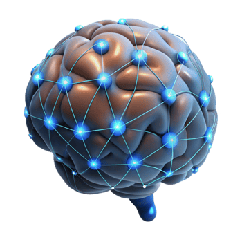 elegant artistic Brain with Glowing Connections Cutout Isolated professional png