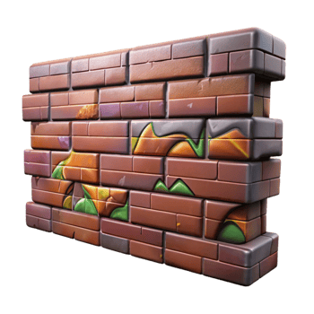 elegant rustic Brick Wall with Graffiti Urban Art Cutout authentic png