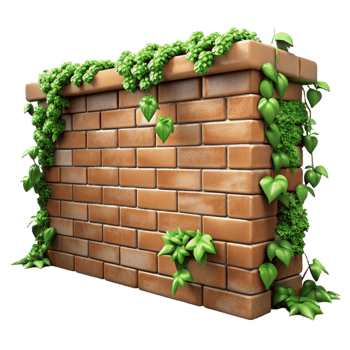 serene artistic Brick Wall with Ivy Isolated Element professional png