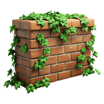 dramatic artistic Brick Wall with Ivy Isolated Element original png