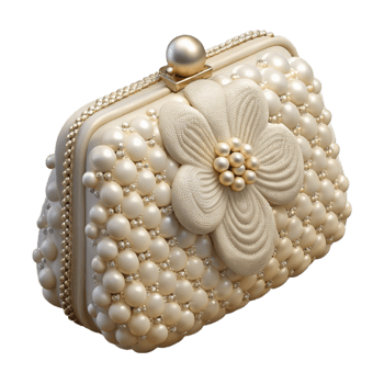 magnificent modern Bridal Clutch Beaded Ivory Vintage Style Transparent Background detailed png