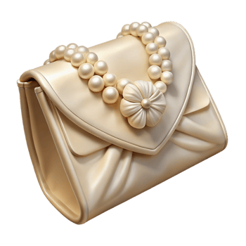 stunning minimalist Bridal Clutch Ivory Satin Pearl Embellishment Transparent Background high quality png