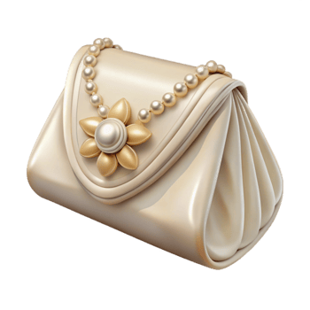 wonderful modern Bridal Clutch Ivory Satin Pearl Embellishment Transparent Background detailed png