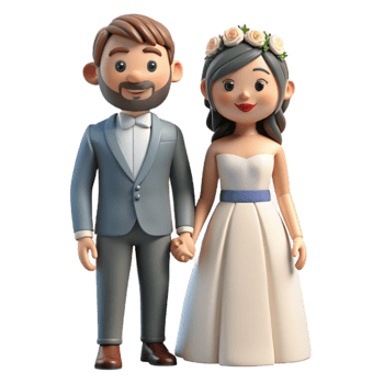 vibrant minimalist Bride and Groom Holding Hands Isolated genuine png