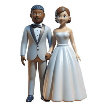 dramatic creative Bride and Groom Silhouettes Cutout authentic png