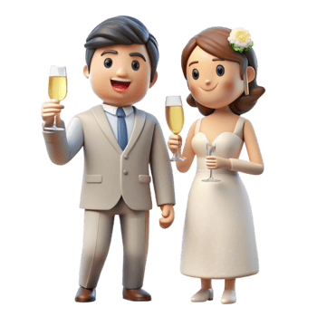 dramatic traditional Bride and Groom Toasting Champagne Flutes Cutout genuine png