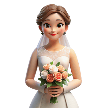 beautiful creative Bride Holding Wedding Bouquet Cutout Transparent Background genuine png