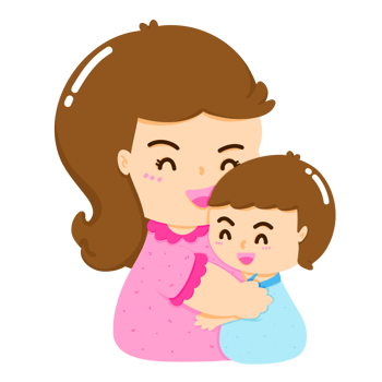 Cartoon of a mother hugging her son, the bond that occurs between a mother and her child, the concept of a mother's love for her child, the concept and feelings of Mother's Day png