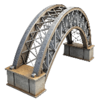 vibrant rustic Bridge Steel Arch Structure Isolated professional png