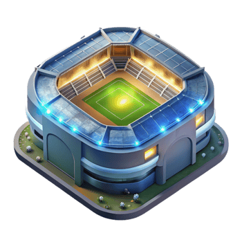 beautiful artistic Brightly Lit Stadium at Night Aerial View Transparent Background professional png