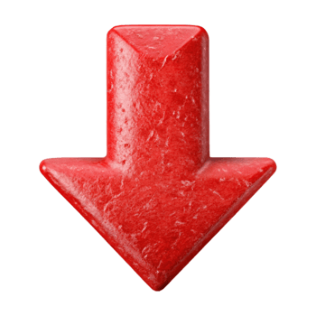 extraordinary modern Bright Red Downward Arrow Cutout high resolution png