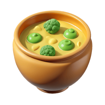 impressive rustic Broccoli Cheddar Soup Bowl Isolated high resolution png