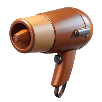 stunning creative Brown Hair Dryer with Concentrator Nozzle Isolated detailed png