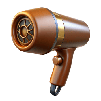 beautiful minimalist Brown Hair Dryer with Concentrator Nozzle Isolated detailed png