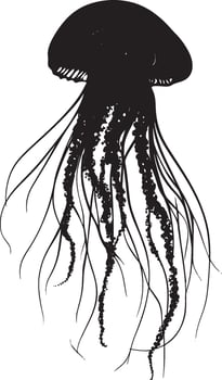 Silhouette illustration of a jellyfish in motion, full-length . vector