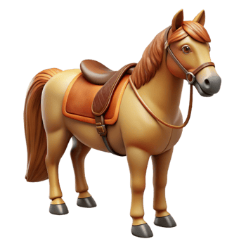 elegant abstract Brown Horse with Saddle Isolated on Transparent Background detailed png