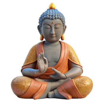 vibrant abstract Buddha Statue Meditating Pose Transparent Background 4K png