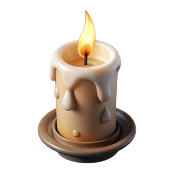 wonderful rustic Burning Candle with Long Wick Cutout Transparent Background exclusive png
