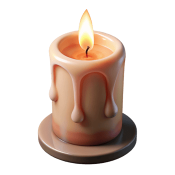 vibrant classic Burning Candle with Long Wick Cutout Transparent Background premium png
