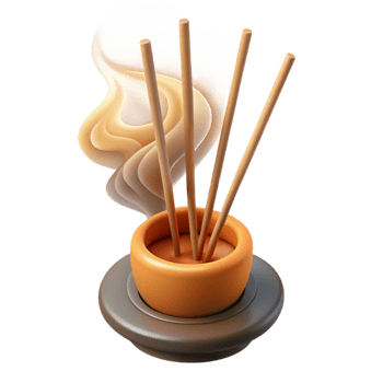 serene contemporary Burning Incense Sticks Isolated Cutout Element premium png