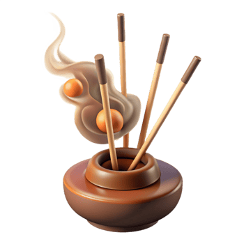 serene artistic Burning Incense Sticks Smoke Trails Cutout professional png