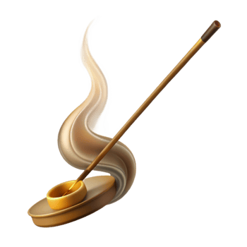 serene rustic Burning Incense Stick with Smoke Transparent Background detailed png