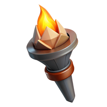 dramatic vintage Burning Torch Angled View Cutout premium png