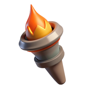 serene modern Burning Torch Angled View Cutout original png