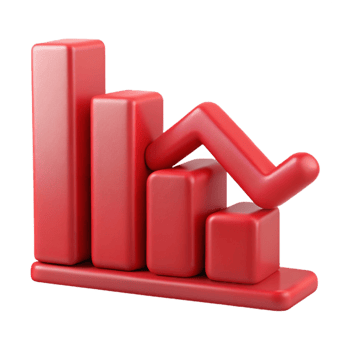 magnificent modern Business Graph with Downward Trend Red Color Cutout 4K png