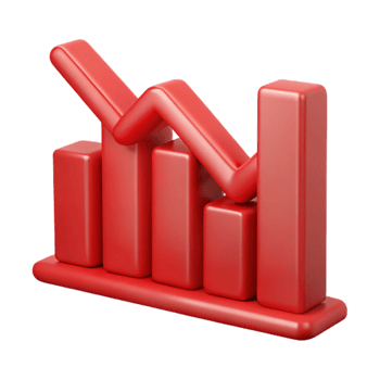 magnificent creative Business Graph with Downward Trend Red Color Cutout professional png