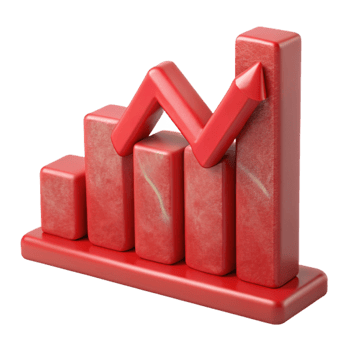 impressive creative Business Graph with Downward Trend Red Color Cutout high resolution png