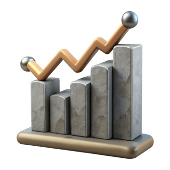 elegant classic Business Graph with Stable Trend Grey Color Cutout authentic png