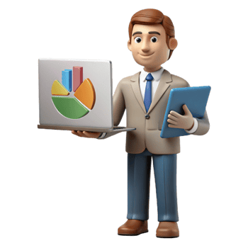 vibrant contemporary Businessman Giving Presentation on Laptop Cutout original png