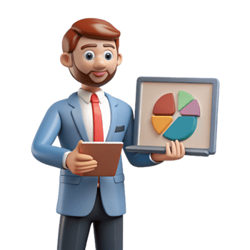 impressive modern Businessman Giving Presentation on Laptop Cutout premium png