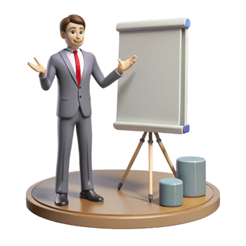 vibrant artistic Businessman Giving Presentation on Laptop Cutout exclusive png