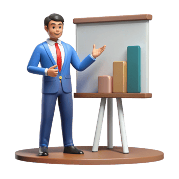stunning artistic Businessman Giving Presentation on Laptop Cutout high resolution png
