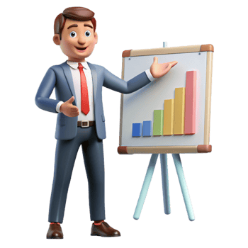 wonderful classic Businessman Pointing at Chart Isolated on White detailed png