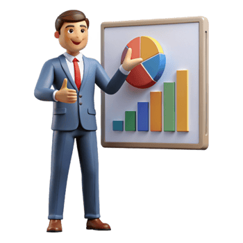 impressive abstract Businessman Pointing at Chart Isolated on White high resolution png