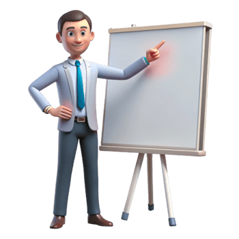 impressive vintage Businessman Pointing at Whiteboard Side View Isolated 4K png