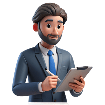 dramatic vintage Businessman Using Tablet with Stylus Cutout detailed png