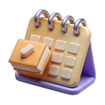 dramatic artistic Calendar and Planner on Desk Top View Isolated on Transparent Background 4K png