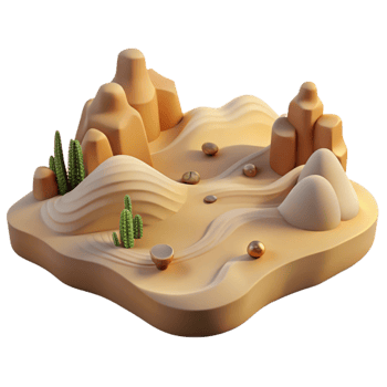 vibrant contemporary Calm Desert Landscape Beige Hues Transparent Background detailed png