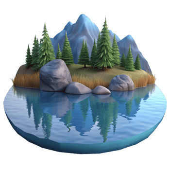 wonderful vintage Calm Lake Reflection Scene Isolated Element detailed png