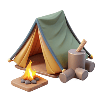serene classic Camping Tent and Campfire Isolated on Transparent Background original png