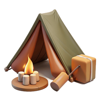beautiful vintage Camping Tent and Campfire Isolated on Transparent Background authentic png